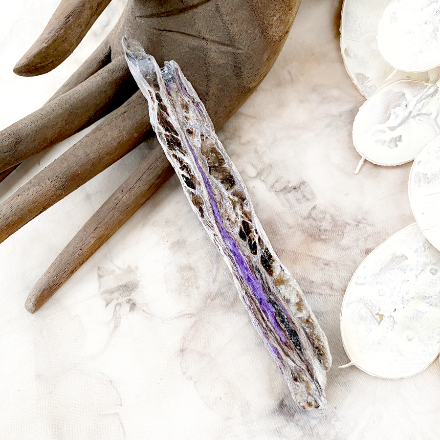Natural Charoite 'wand' with one polished surface