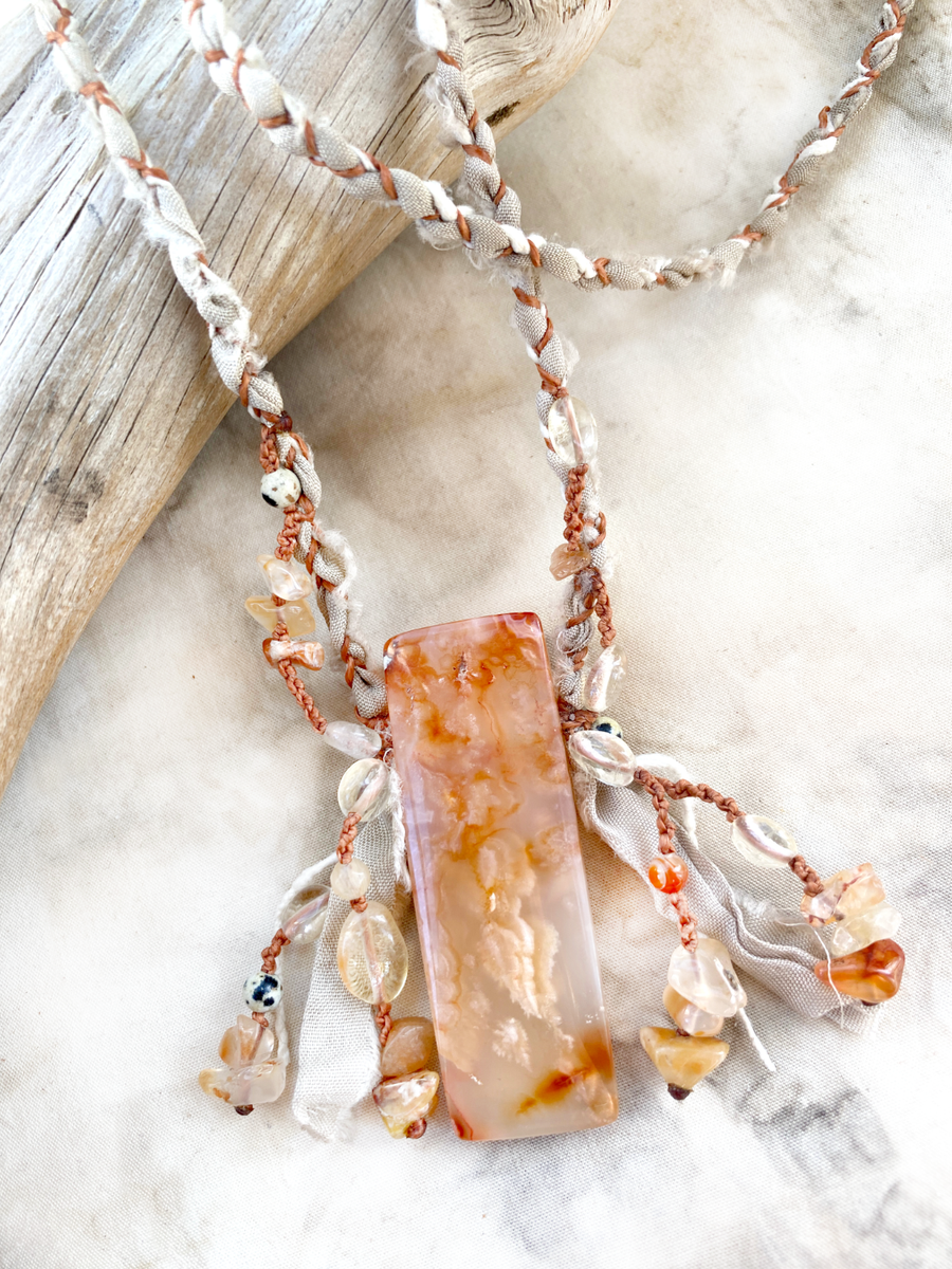'Angel Wings' ~ Flower Agate crystal healing talisman