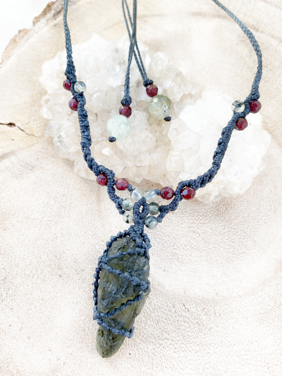 Moldavite crystal healing amulet