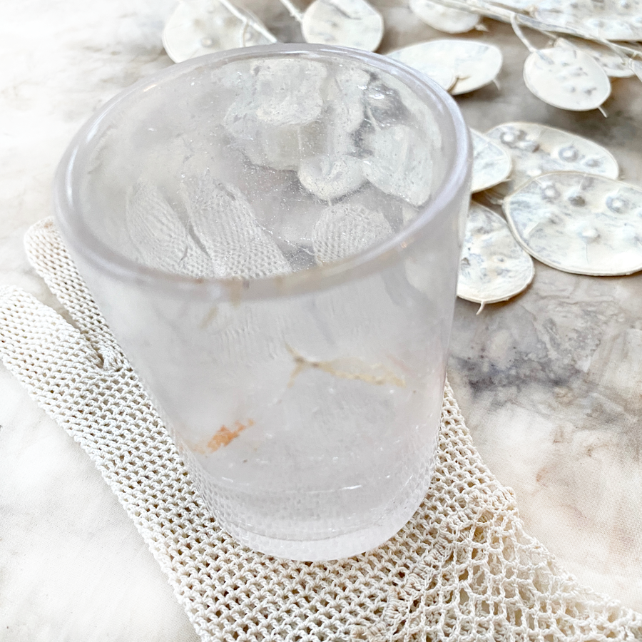 Carved Quartz crystal drinking cup / tumbler ~ one of a kind