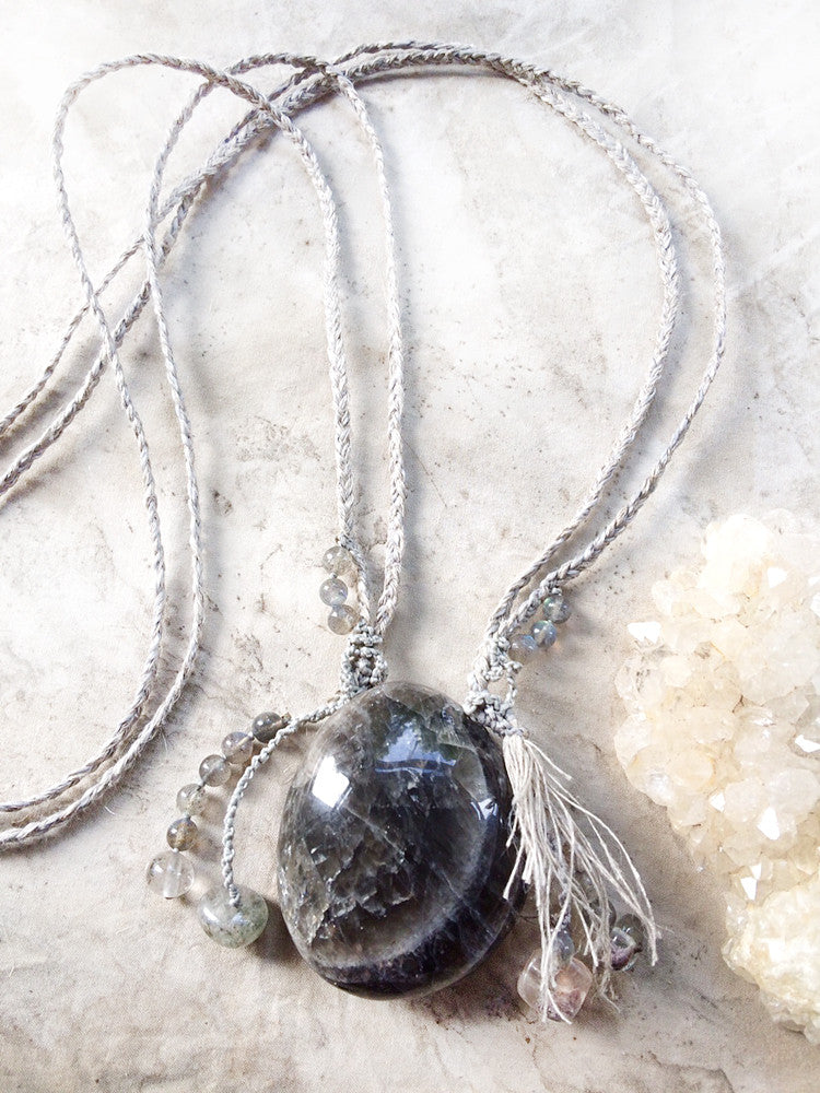 'Moon Oracle' ~ Black Moonstone talisman with Labradorite & Shaman Dream Stone Quartz