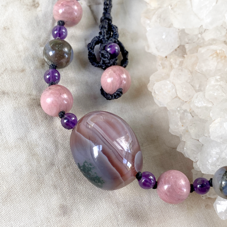 'Energy Flow' crystal healing amulet with Botswana Agate