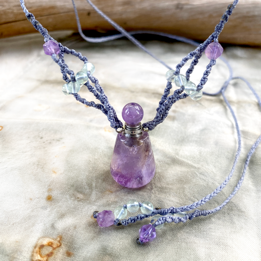 Amethyst bottle amulet ~ for essential oil or perfume