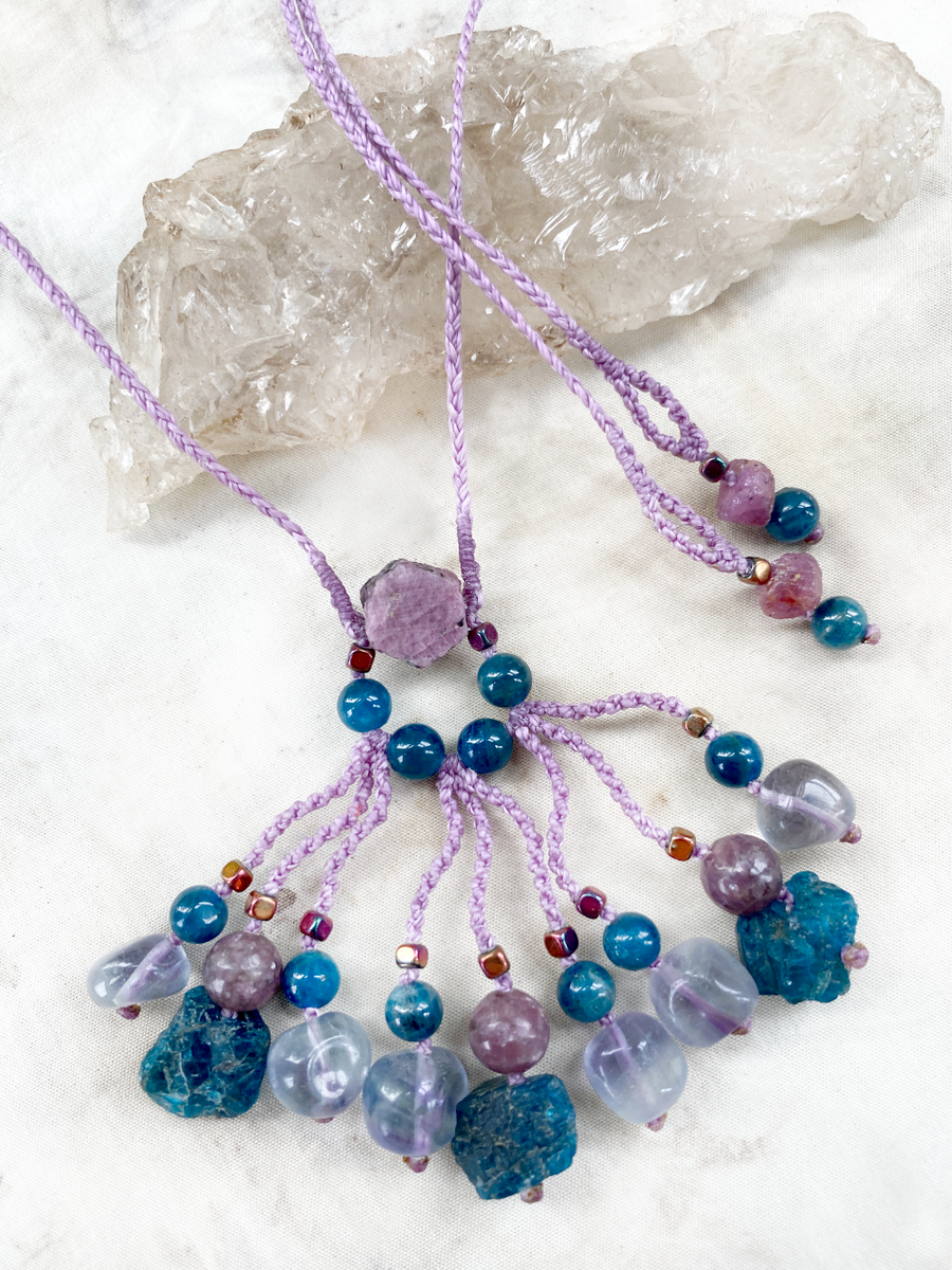 'Midnight Garden' ~ crystal healing amulet with Apatite