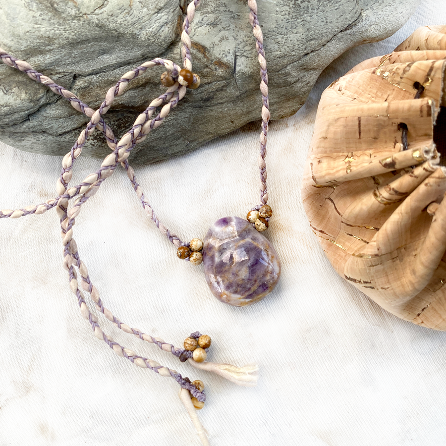 Chevron Amethyst crystal healing amulet