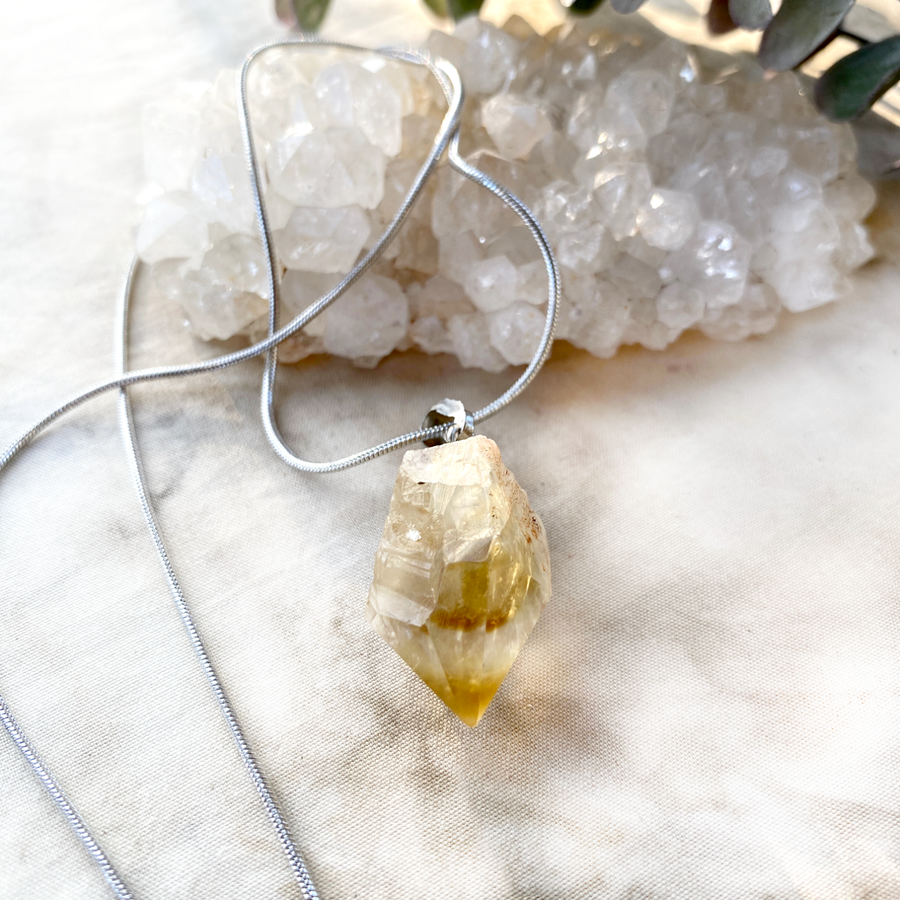 Citrine crystal healing necklace
