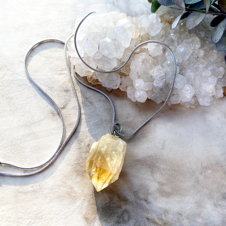 Raw Citrine Triangle Mountain Necklace - November Birthstone Jewelry – The  Cord Gallery