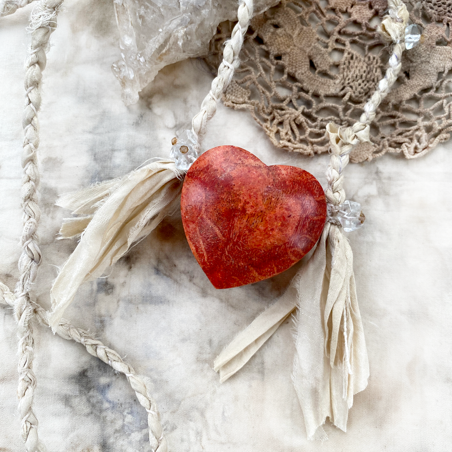 'Infinite Heart' ~ Red Coral crystal healing talisman