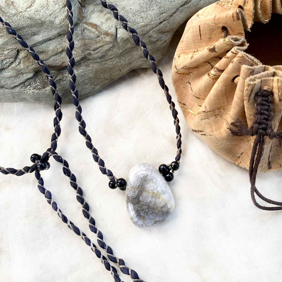 Crazy Lace Agate crystal healing amulet