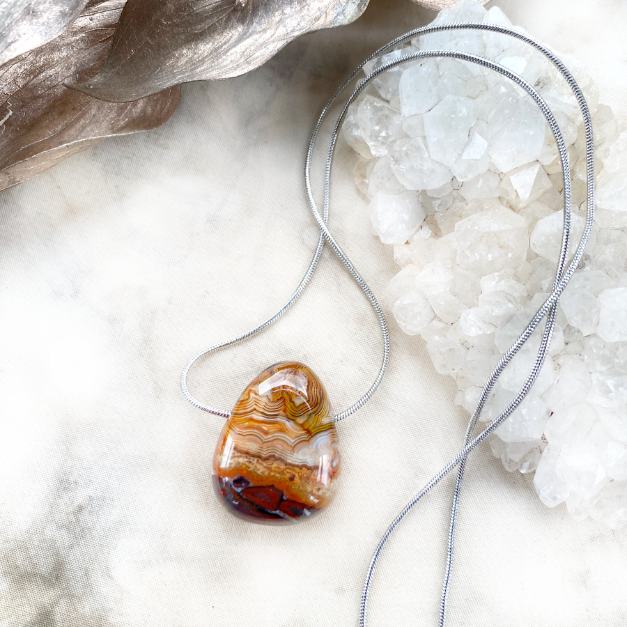 Crazy Lace Agate crystal healing necklace