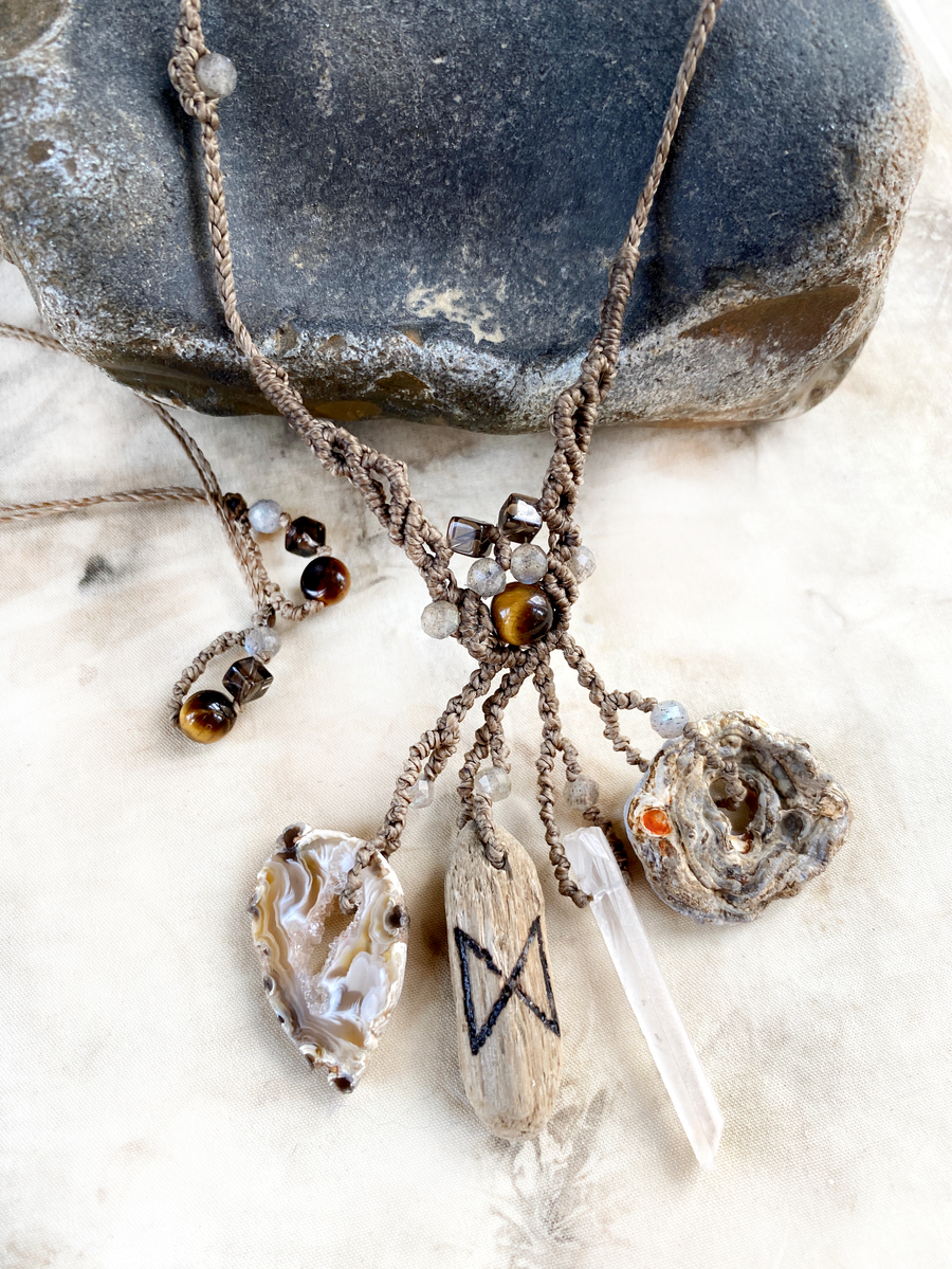 'Runic Alchemist' ~ shamanic talisman necklace with Dagaz & Algiz