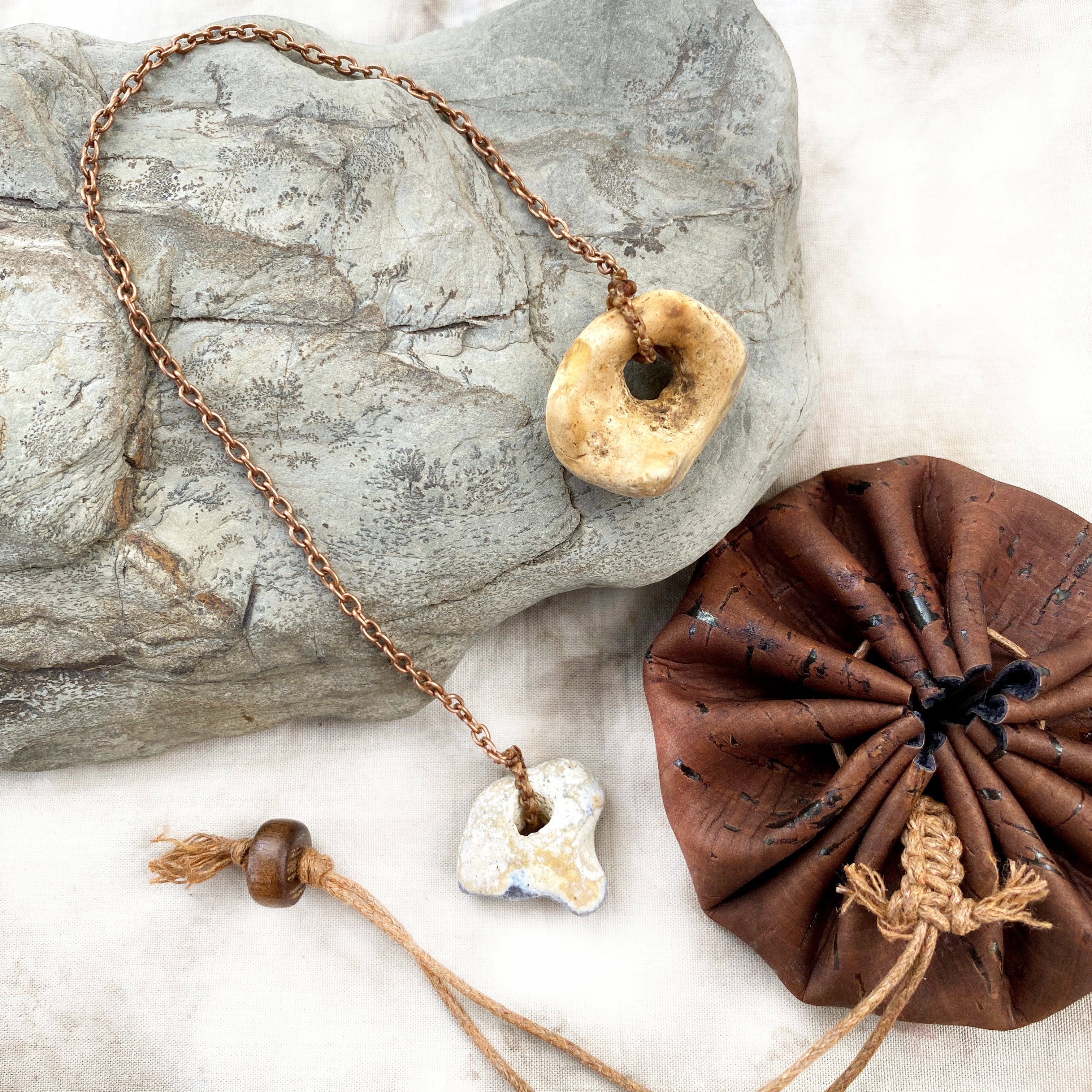 Unique dowsing pendulum with two Hagstones as dowser & handle – Spirit ...