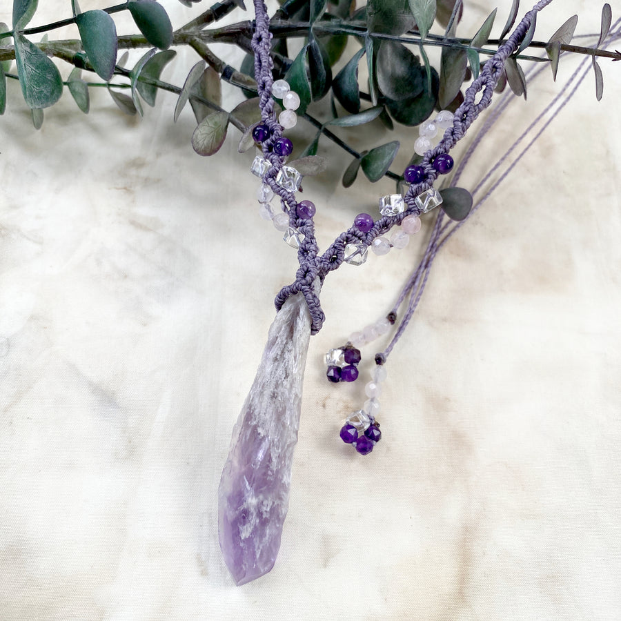 Amethyst crystal healing amulet