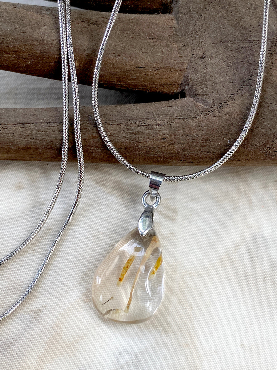 Gold Rutile Quartz crystal healing necklace