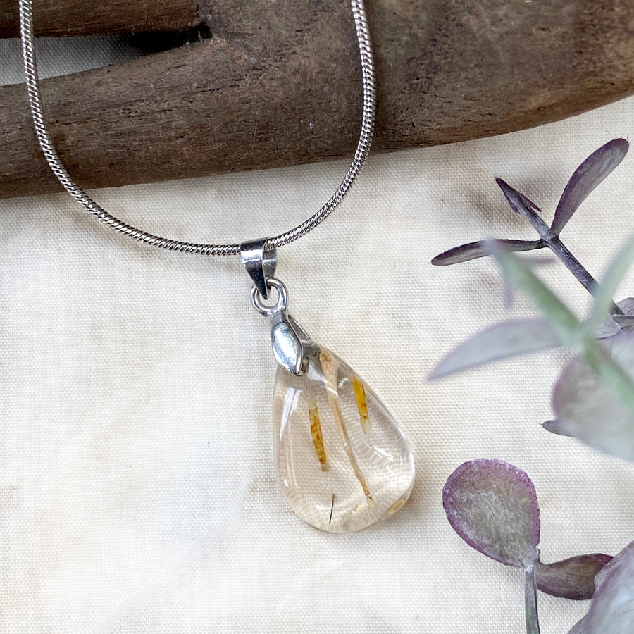 Gold Rutile Quartz crystal healing necklace