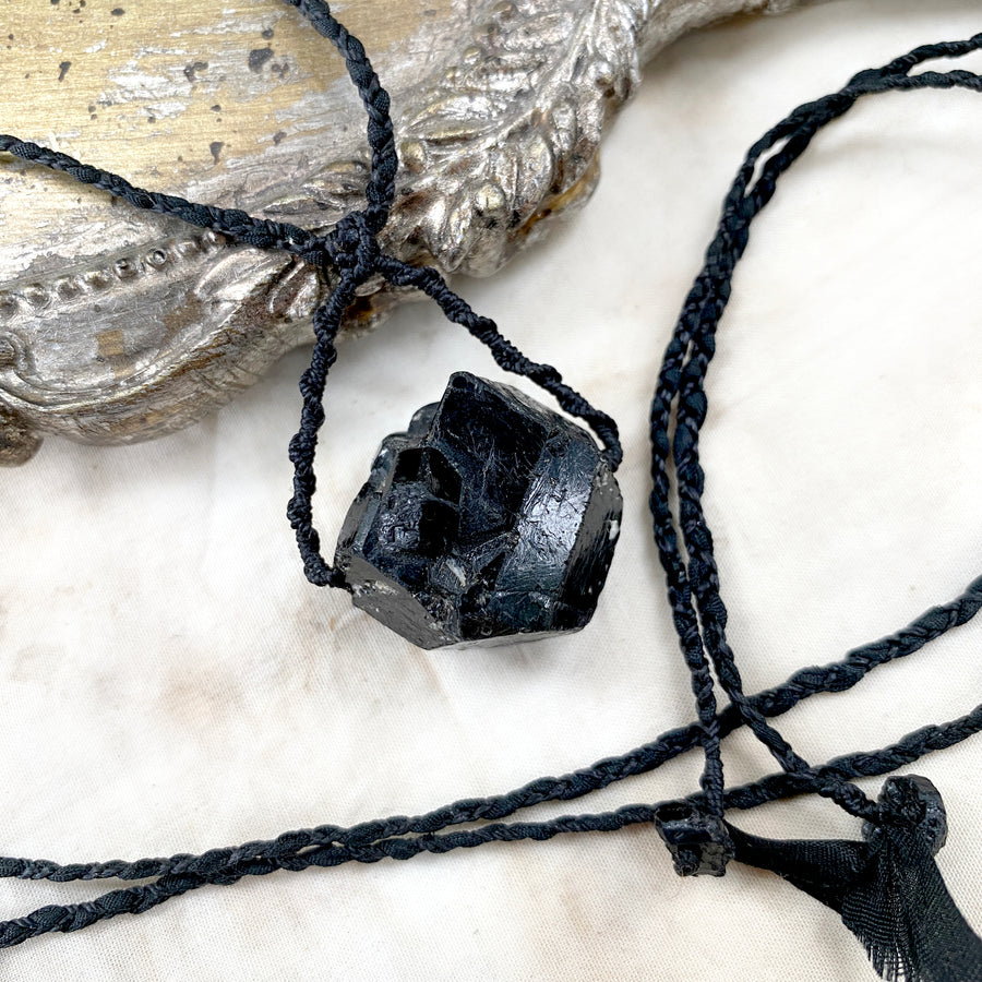 Black Tourmaline crystal healing amulet