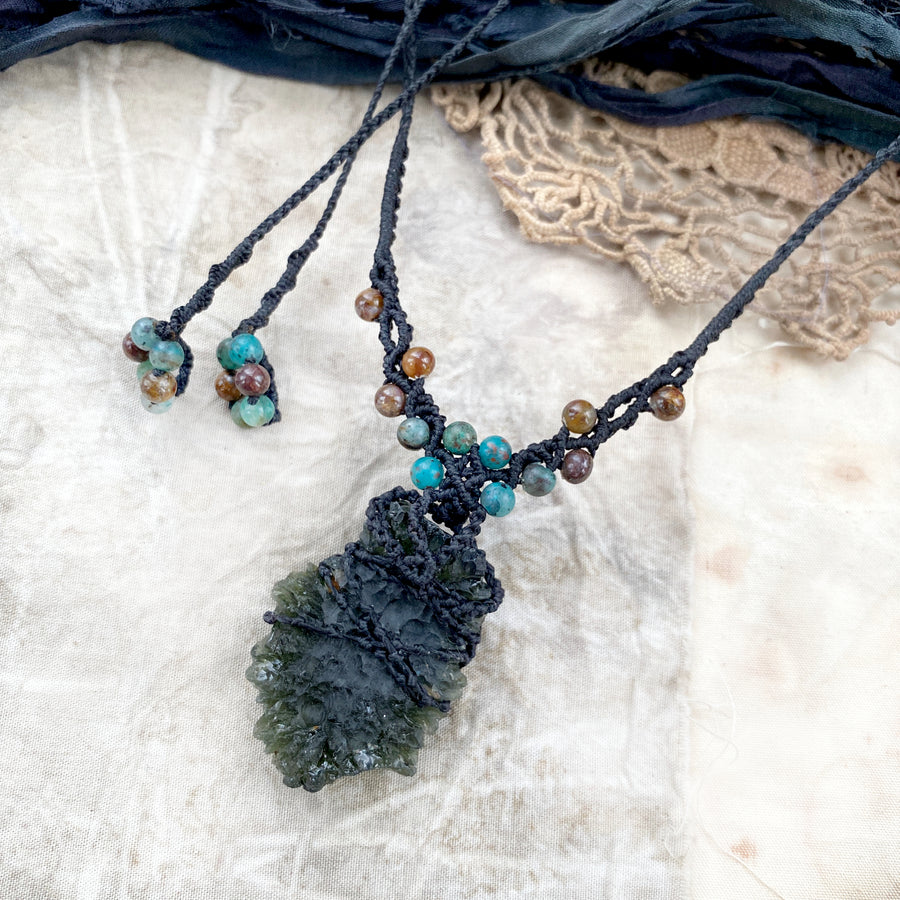 Moldavite crystal healing amulet