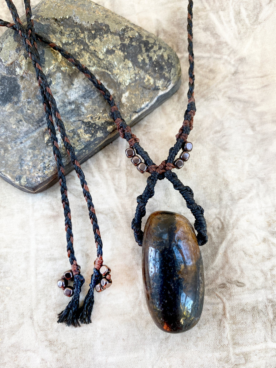 Crystal healing amulet with Chiastolite