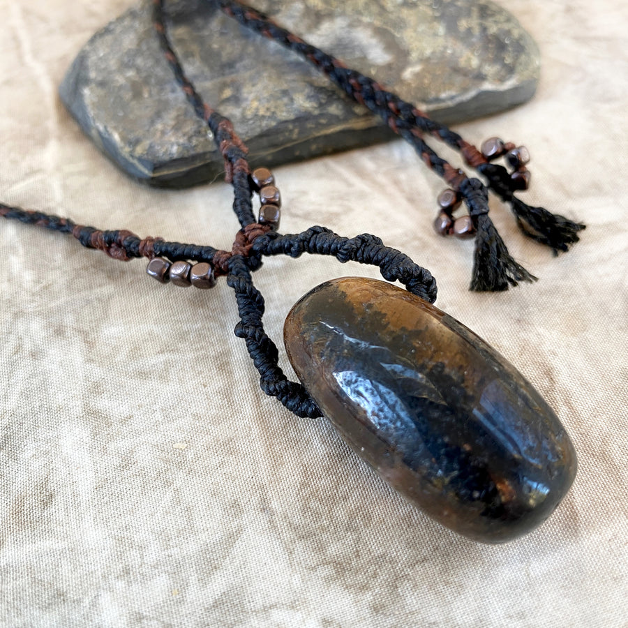 Crystal healing amulet with Chiastolite