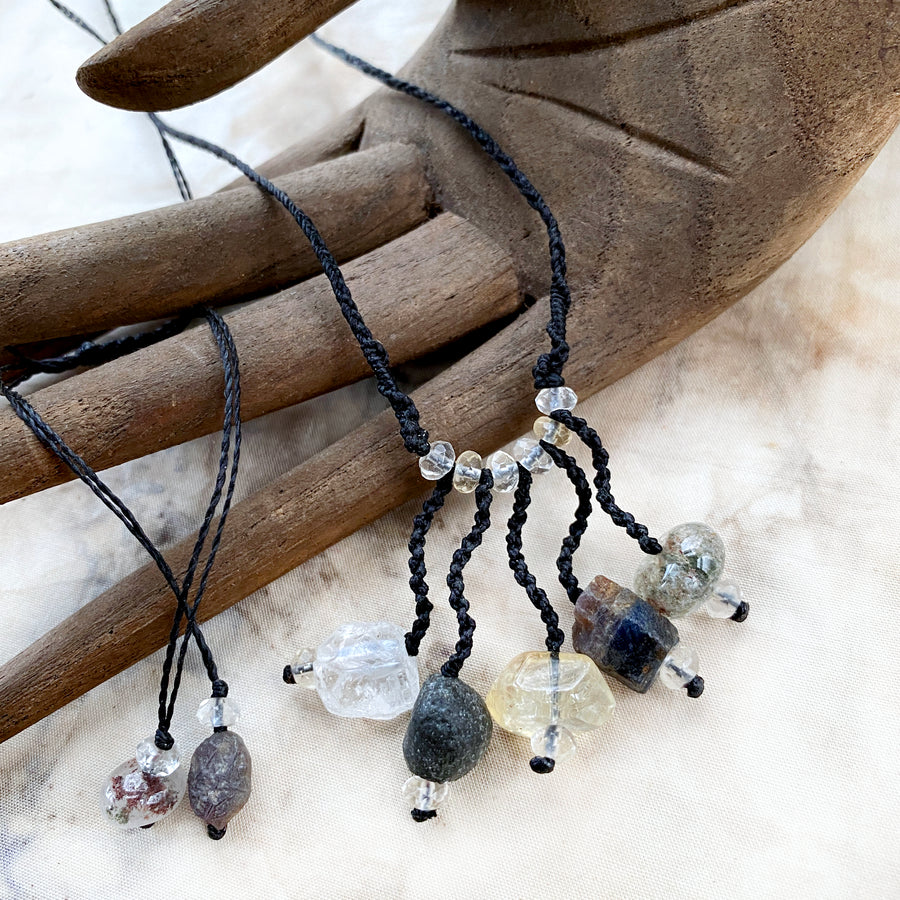 'Five Stone Talisman' with Lodolite, Sapphire, Citrine, Gobi Desert Agate & Topaz