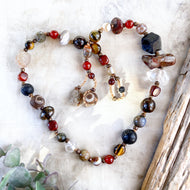 Crystal healing double wrap bracelet in earthy tones ~ for up to 6.5