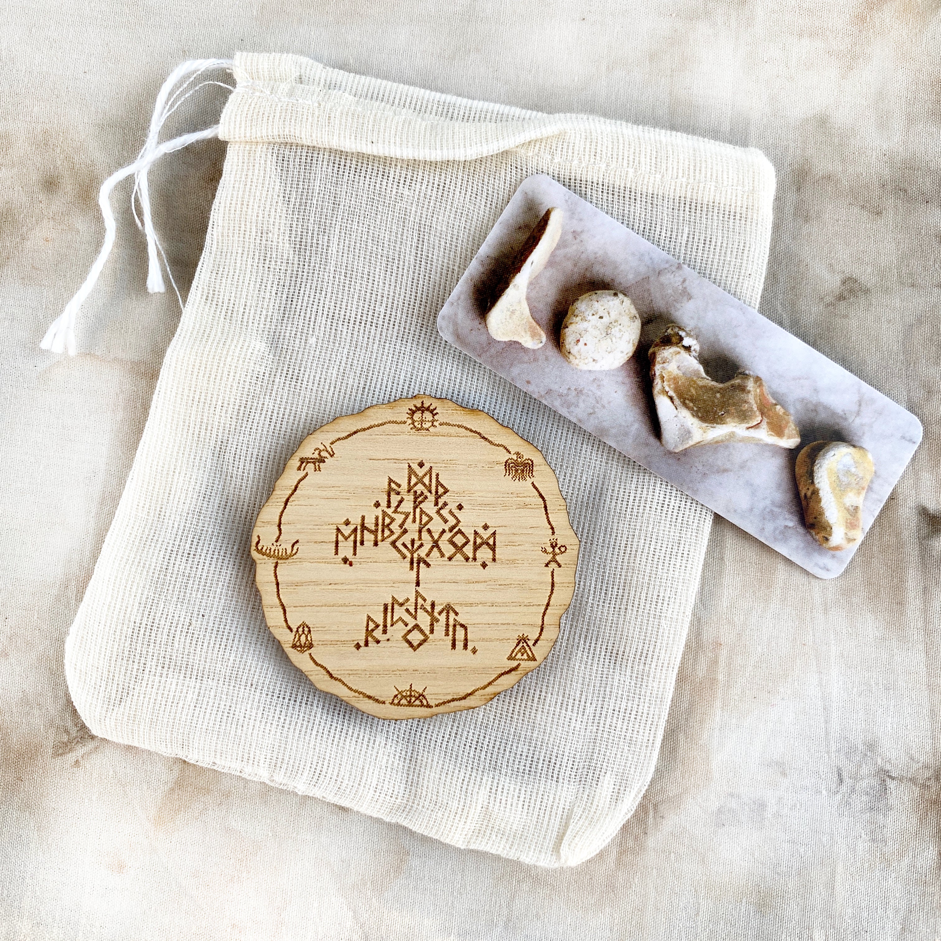 Ash wood token with runic Tree of Life – Spirit Carrier