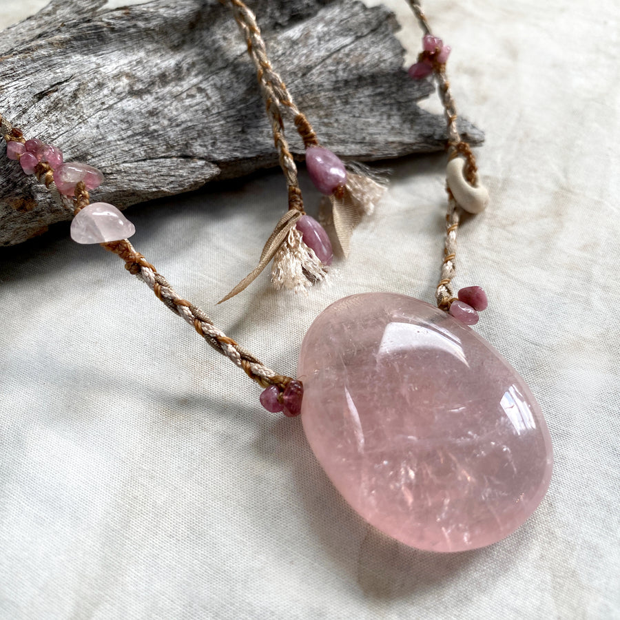 Rose Quartz crystal healing amulet