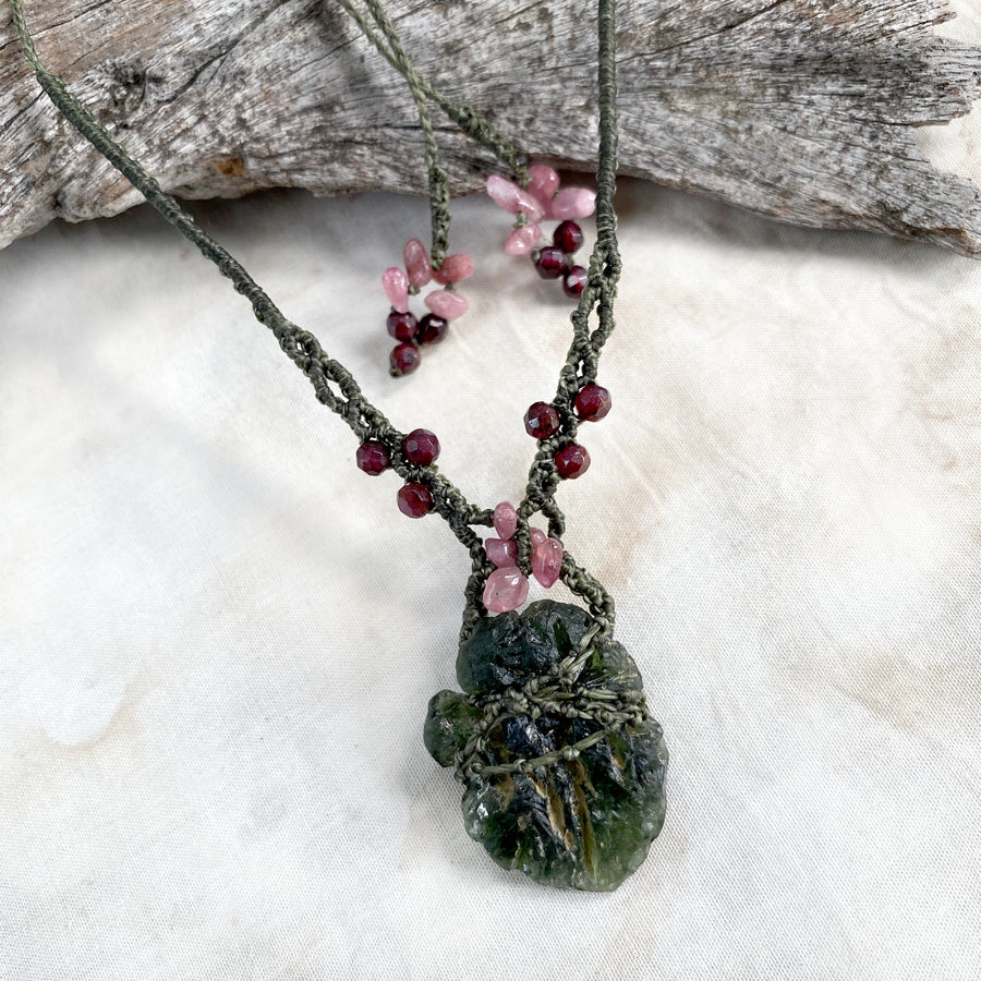 Moldavite crystal healing amulet