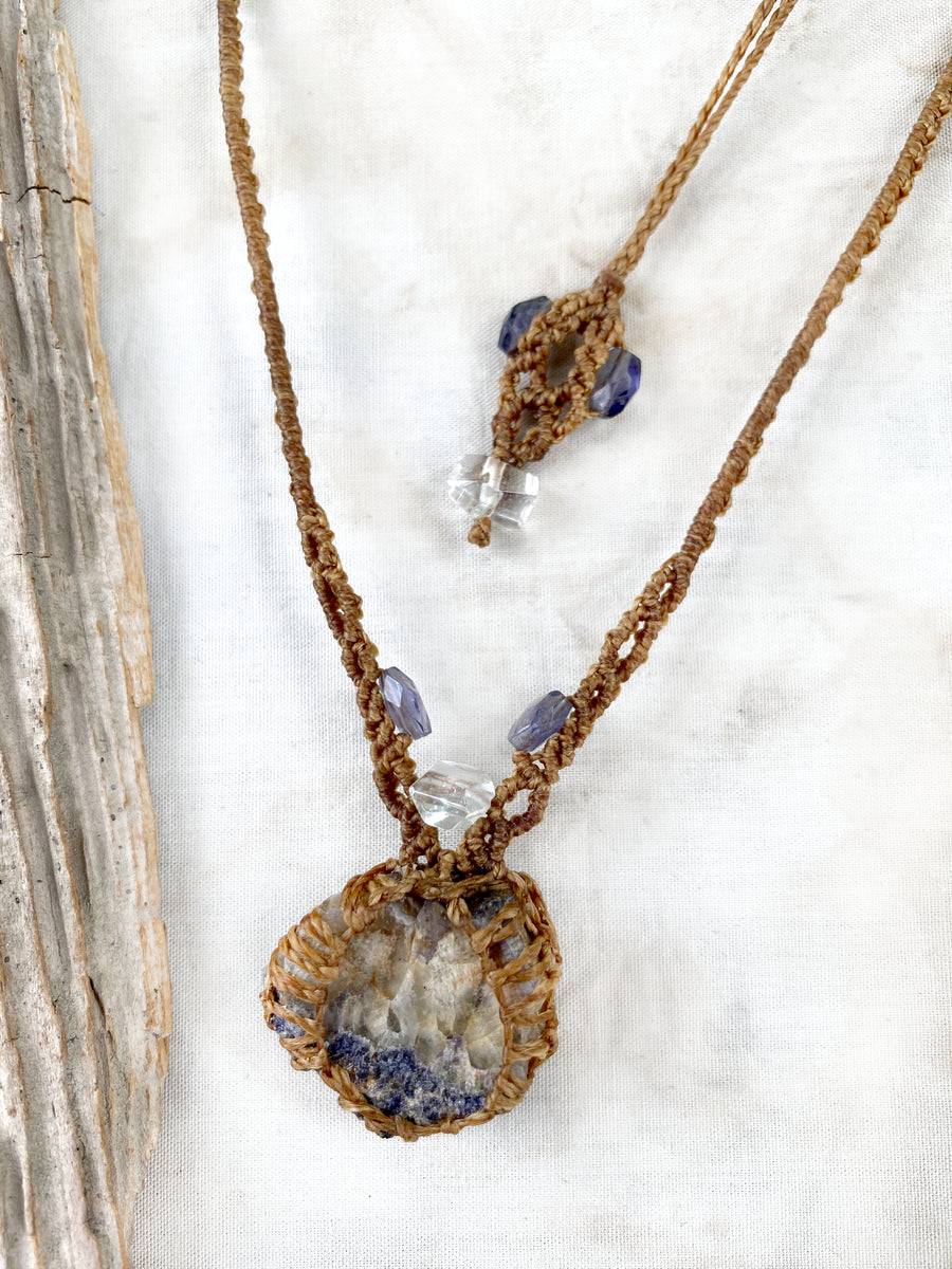 Blue John crystal healing amulet