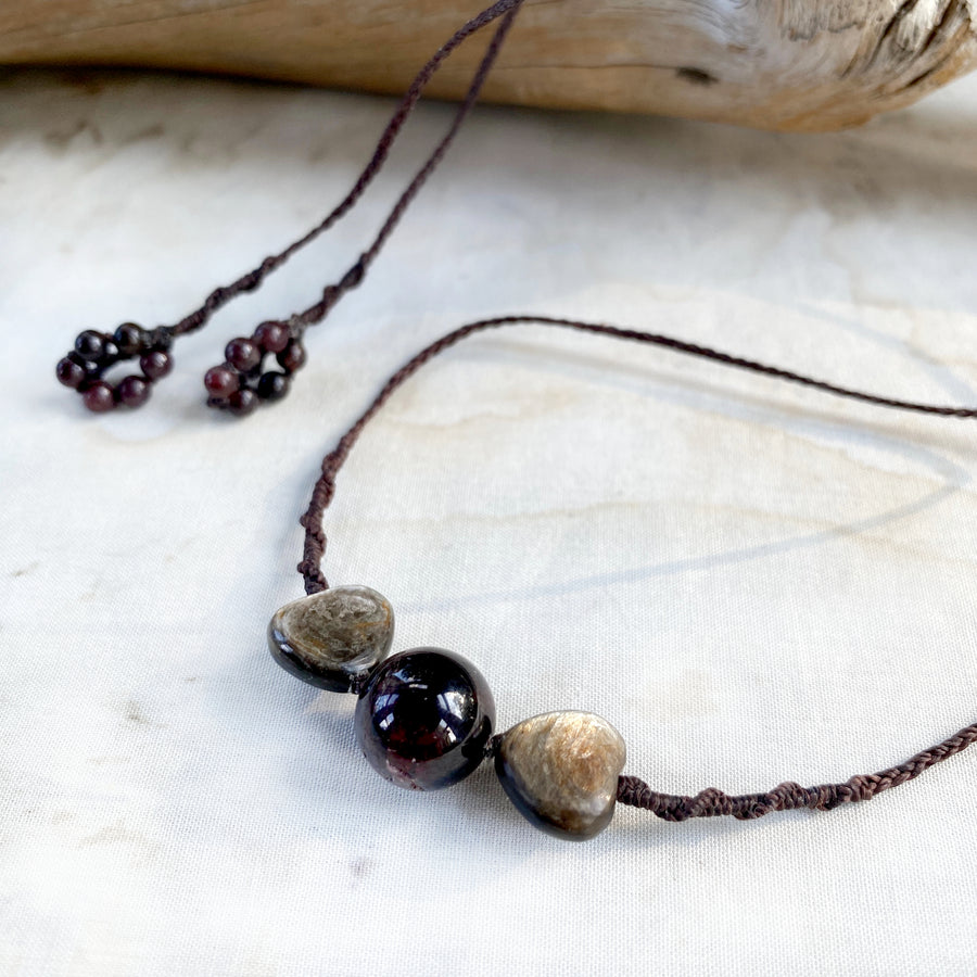 'Flutter of Blessings' ~ crystal healing amulet (Garnet)