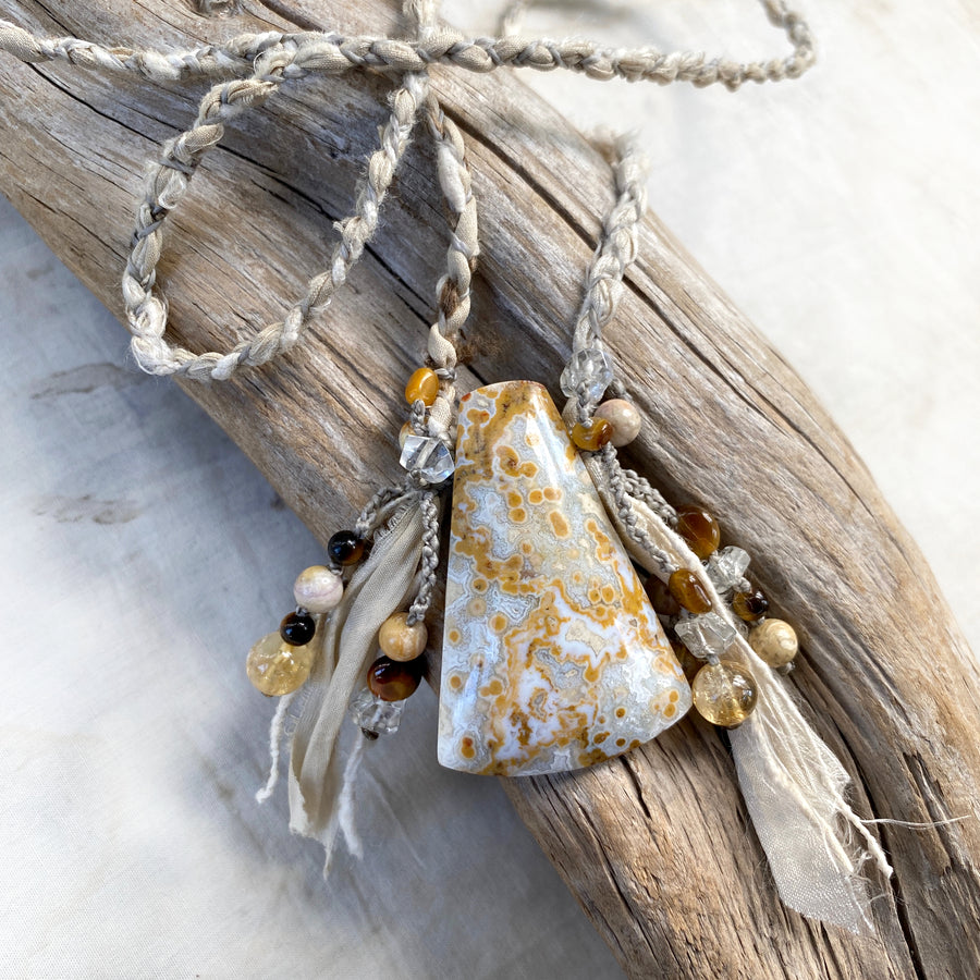 Ocean Jasper crystal healing amulet