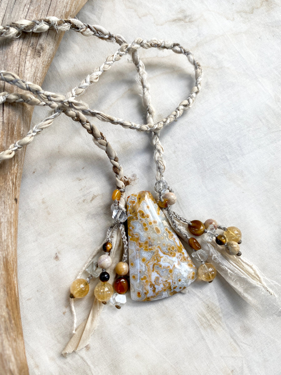 Ocean Jasper crystal healing amulet