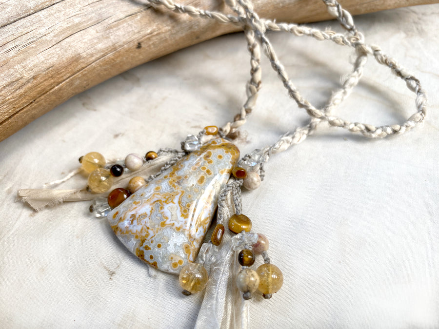 Ocean Jasper crystal healing amulet