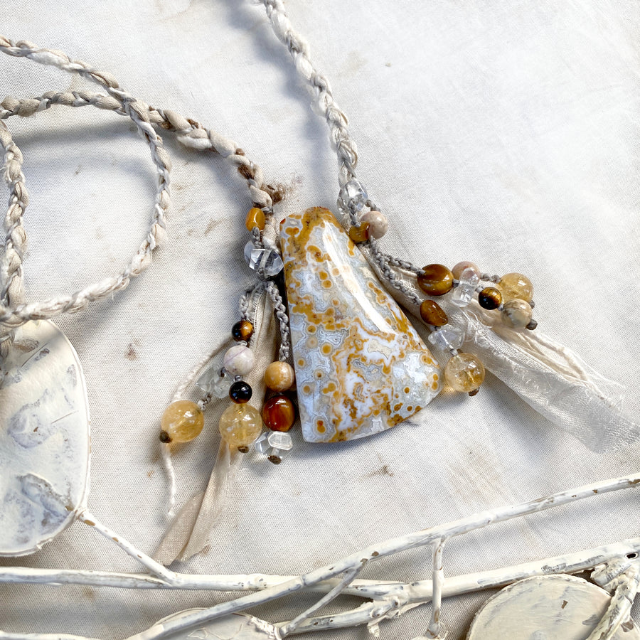 Ocean Jasper crystal healing amulet
