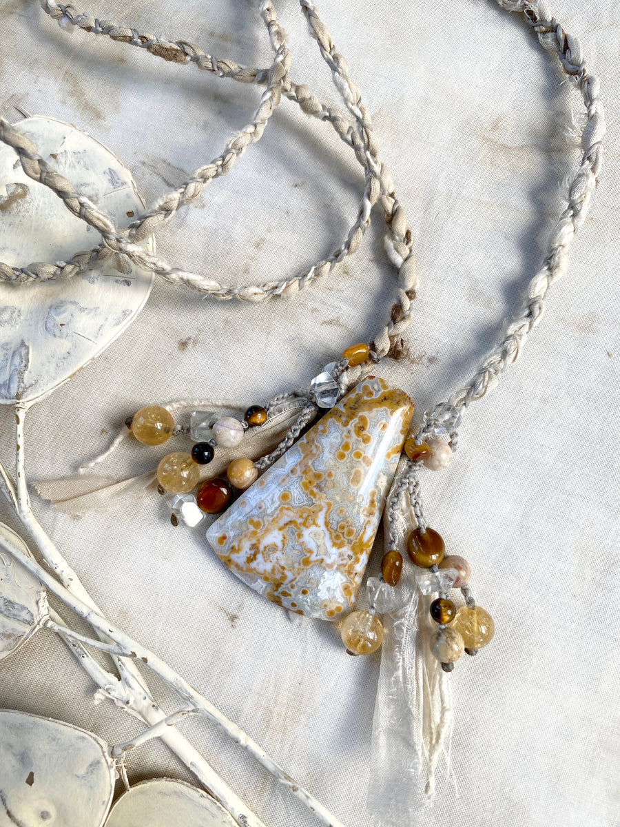Ocean Jasper crystal healing amulet