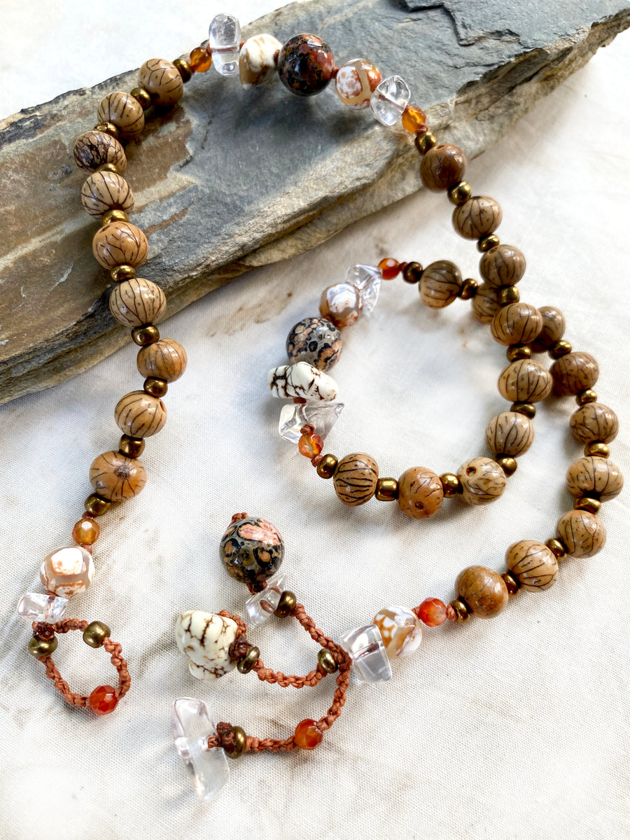 Mala double wrap bracelet with Bodhi seeds ~ for up to 7