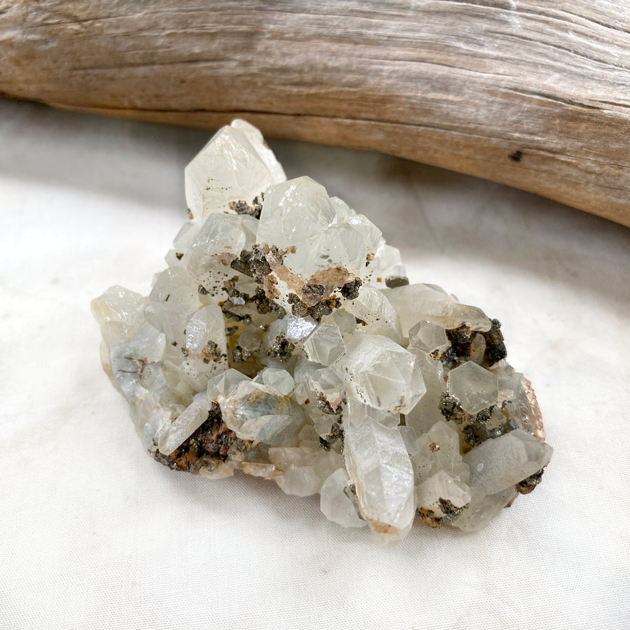 Quartz cluster with Pyrite inclusions
