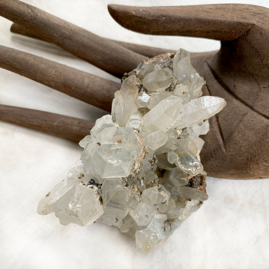 Quartz cluster with Pyrite inclusions