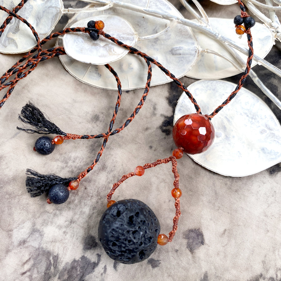 'Inner Fire' ~ crystal healing amulet with Lava Stone & Fire Agate
