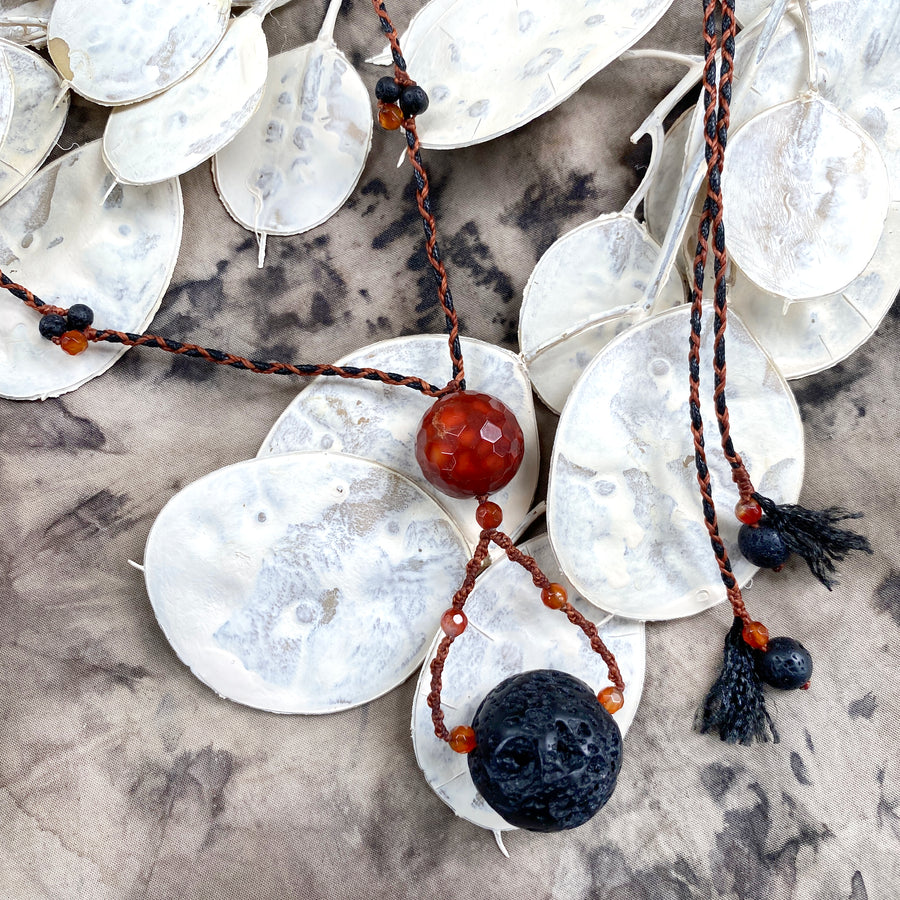'Inner Fire' ~ crystal healing amulet with Lava Stone & Fire Agate