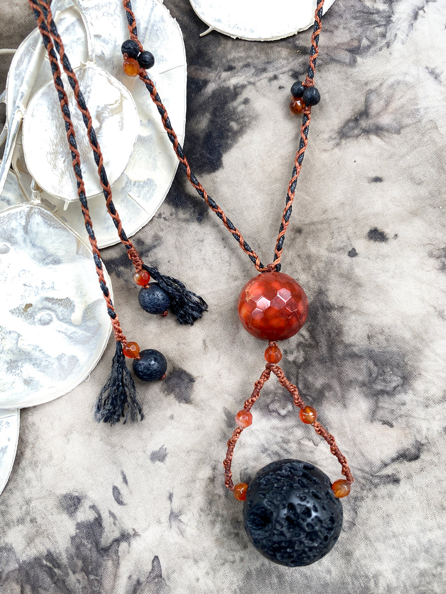 'Inner Fire' ~ crystal healing amulet with Lava Stone & Fire Agate