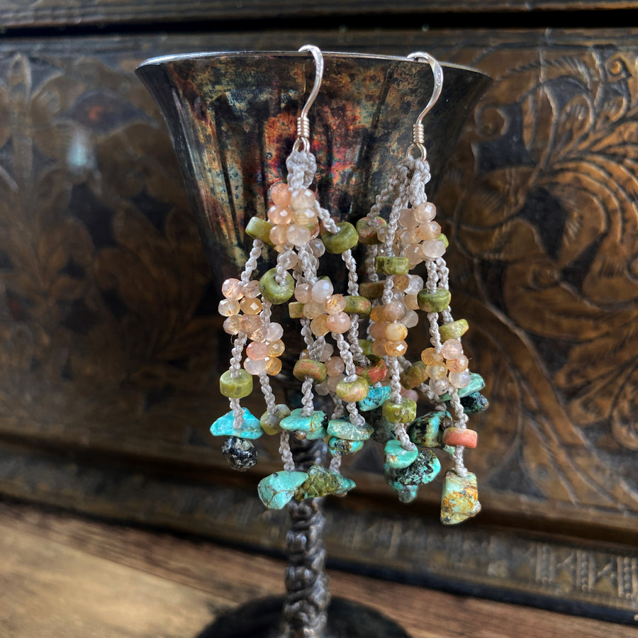 Crystal healing earrings with Moonstone, Unakite & African Turquoise Jasper