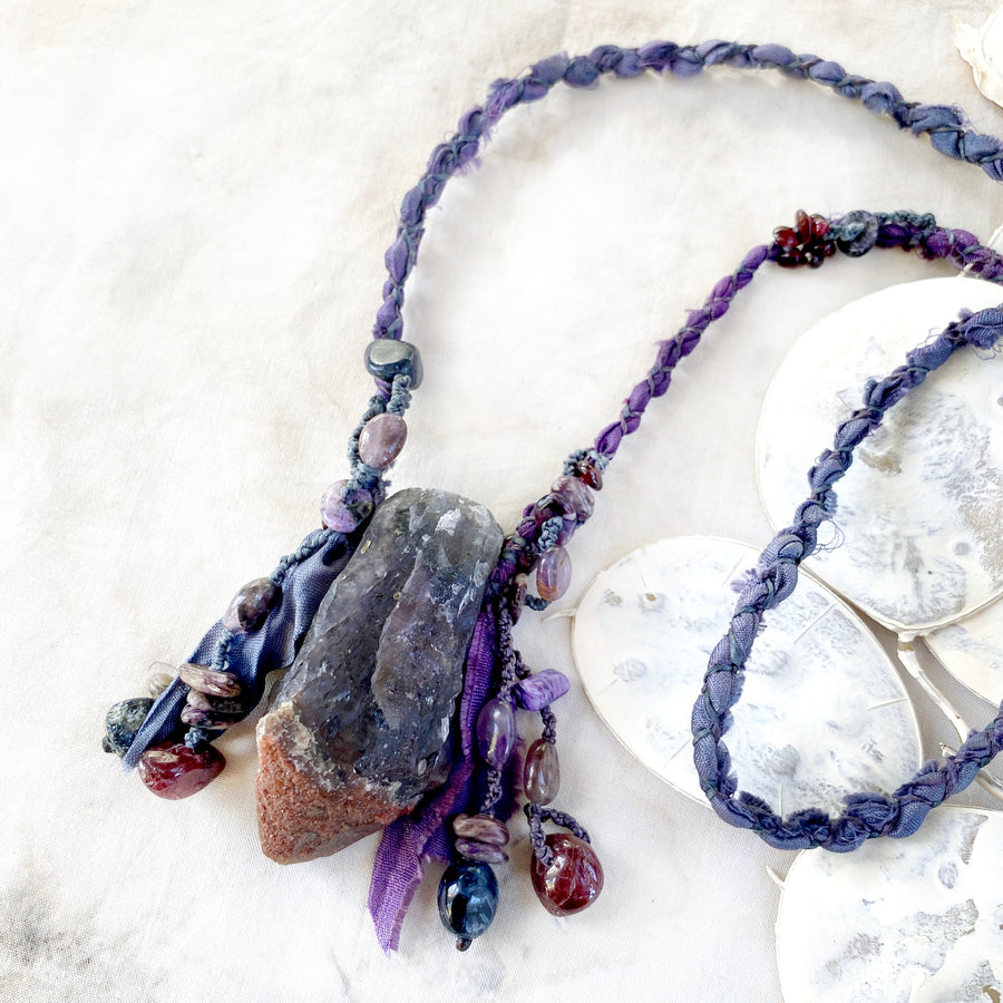 'Magician's Heart' ~ crystal healing talisman with red tip Auralite 23
