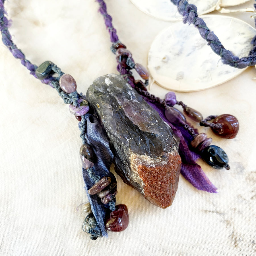 'Magician's Heart' ~ crystal healing talisman with red tip Auralite 23