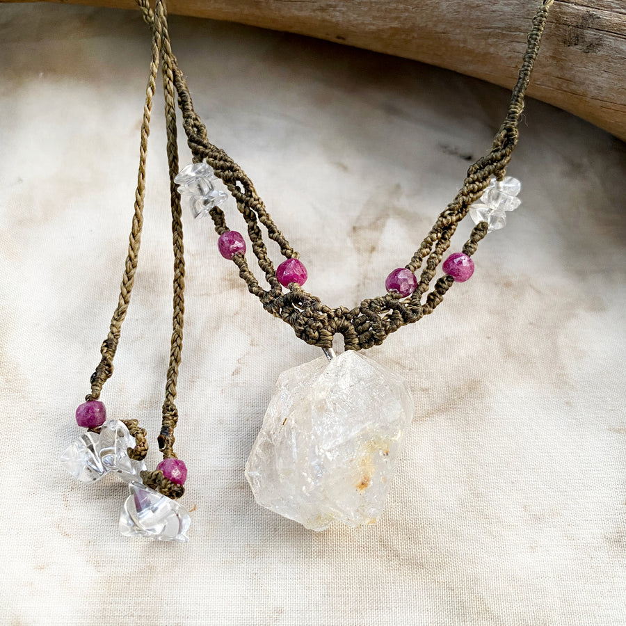 'Soul Path' crystal healing talisman with Fenster Quartz