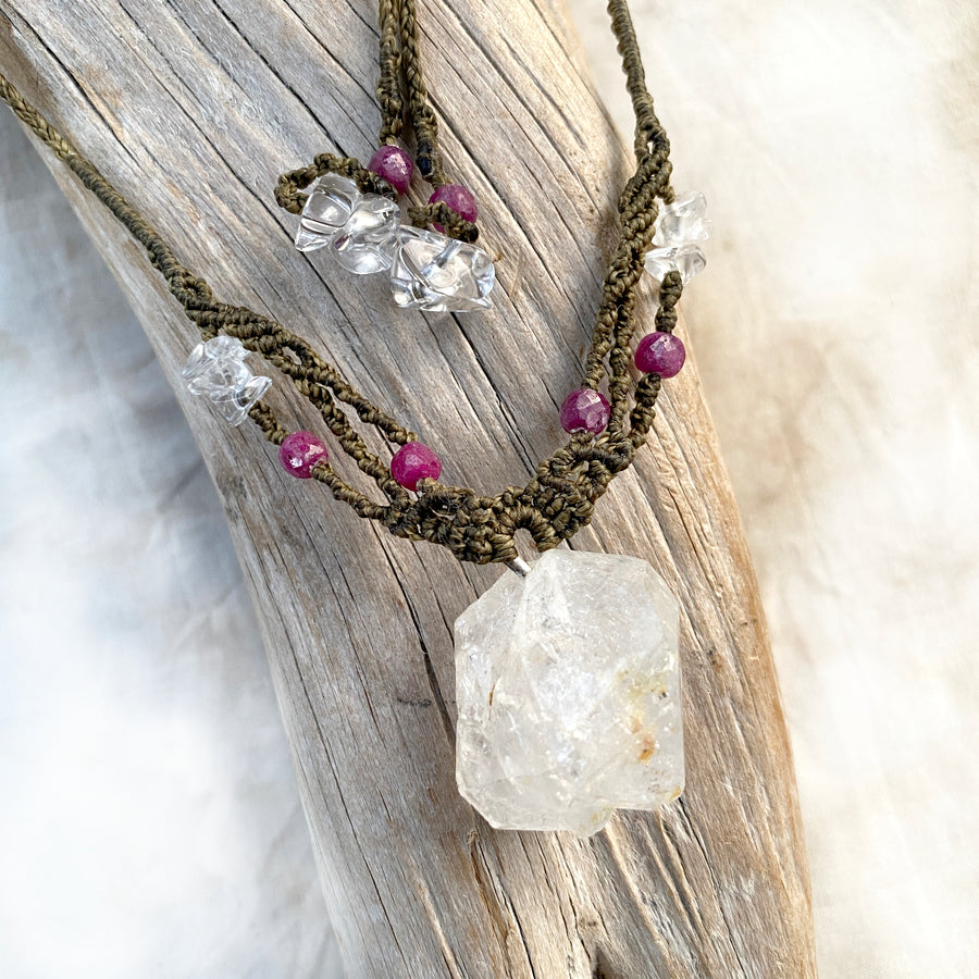 'Soul Path' crystal healing talisman with Fenster Quartz
