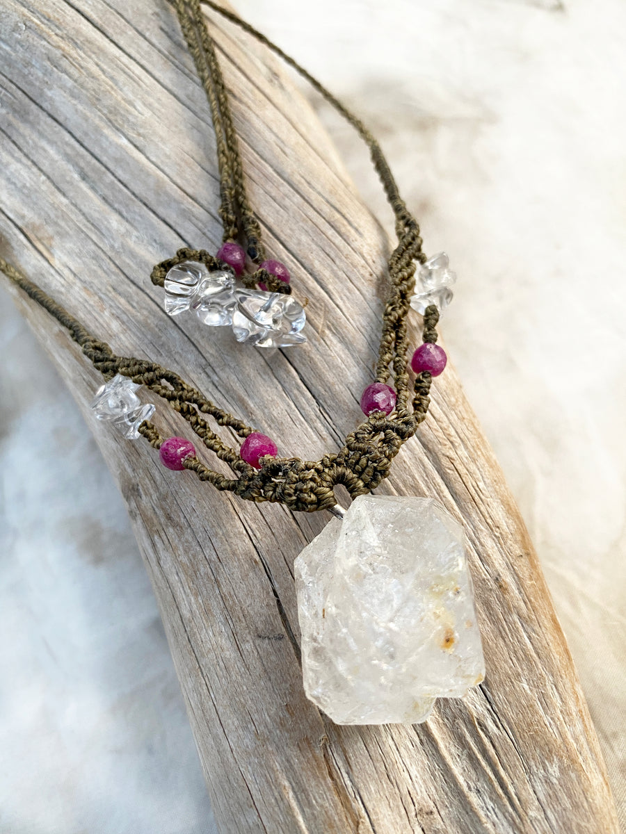 'Soul Path' crystal healing talisman with Fenster Quartz