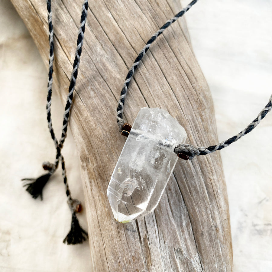 'Crystal kintsugi' healing amulet with Quartz point