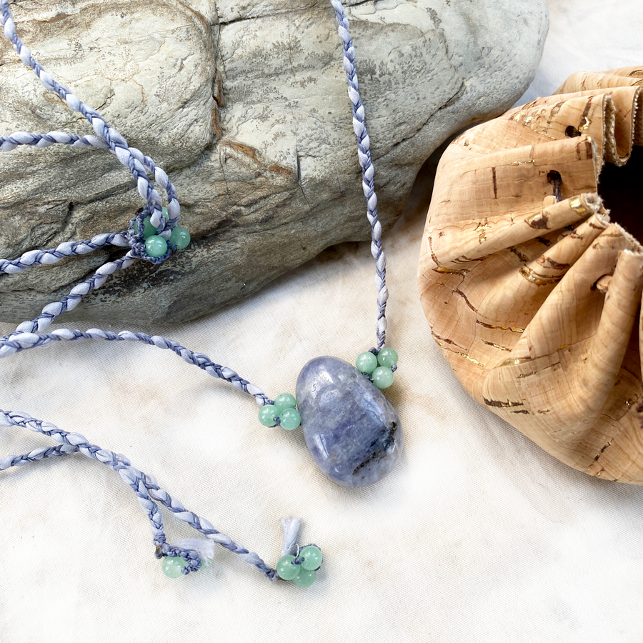 Iolite crystal healing amulet