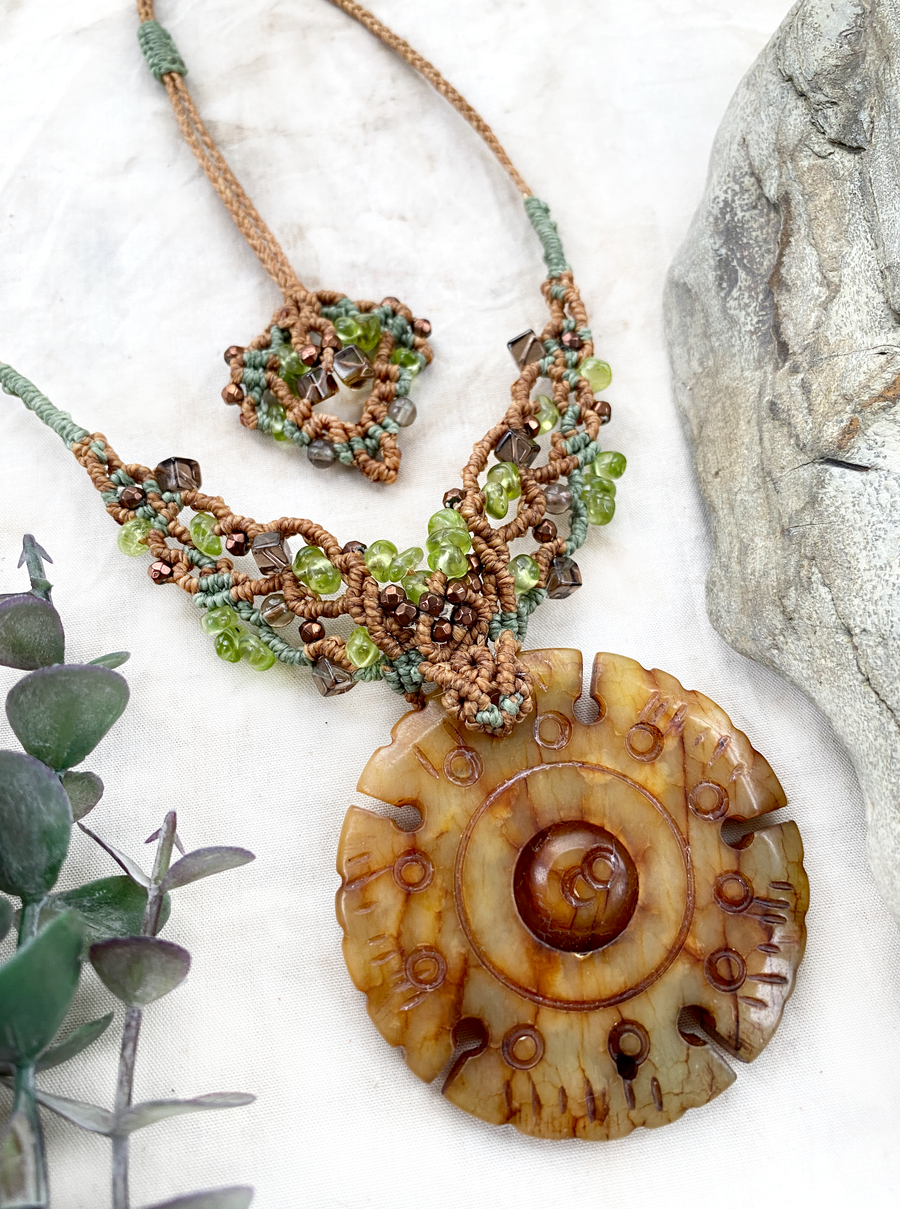 Nephrite Jade crystal healing amulet